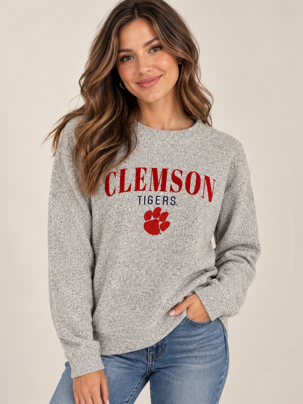 Clemson Tigers Boxercraft Sweatshirt Women’s Small Gray Logo Game Day Pullover